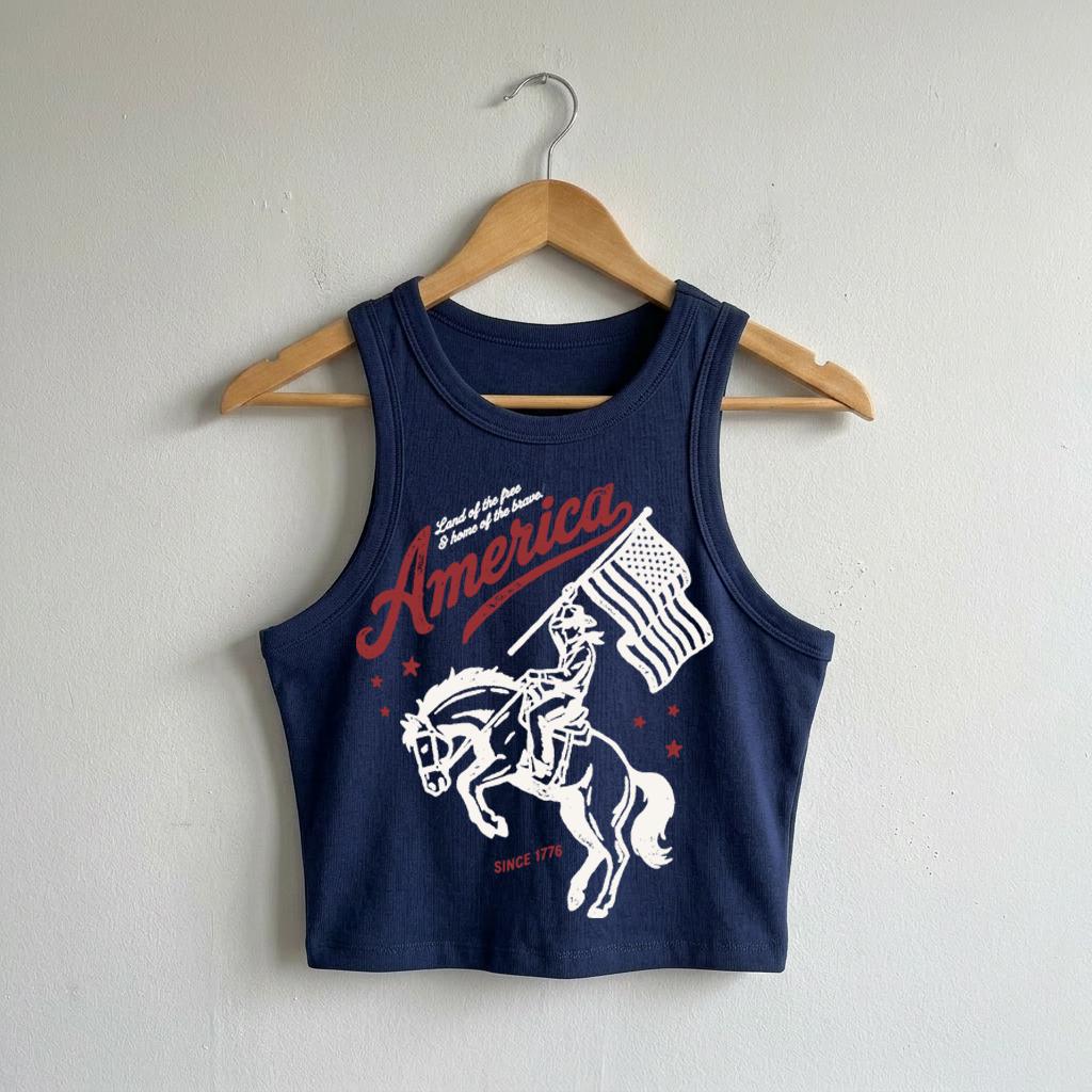 America 4th of July Tank – Bella Canvas Western Women's – view 2