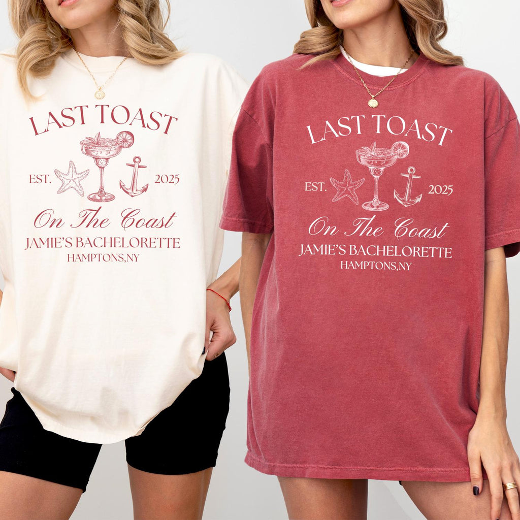 Personalized Last Toast on the Coast Beach Bachelorette Party Shirts