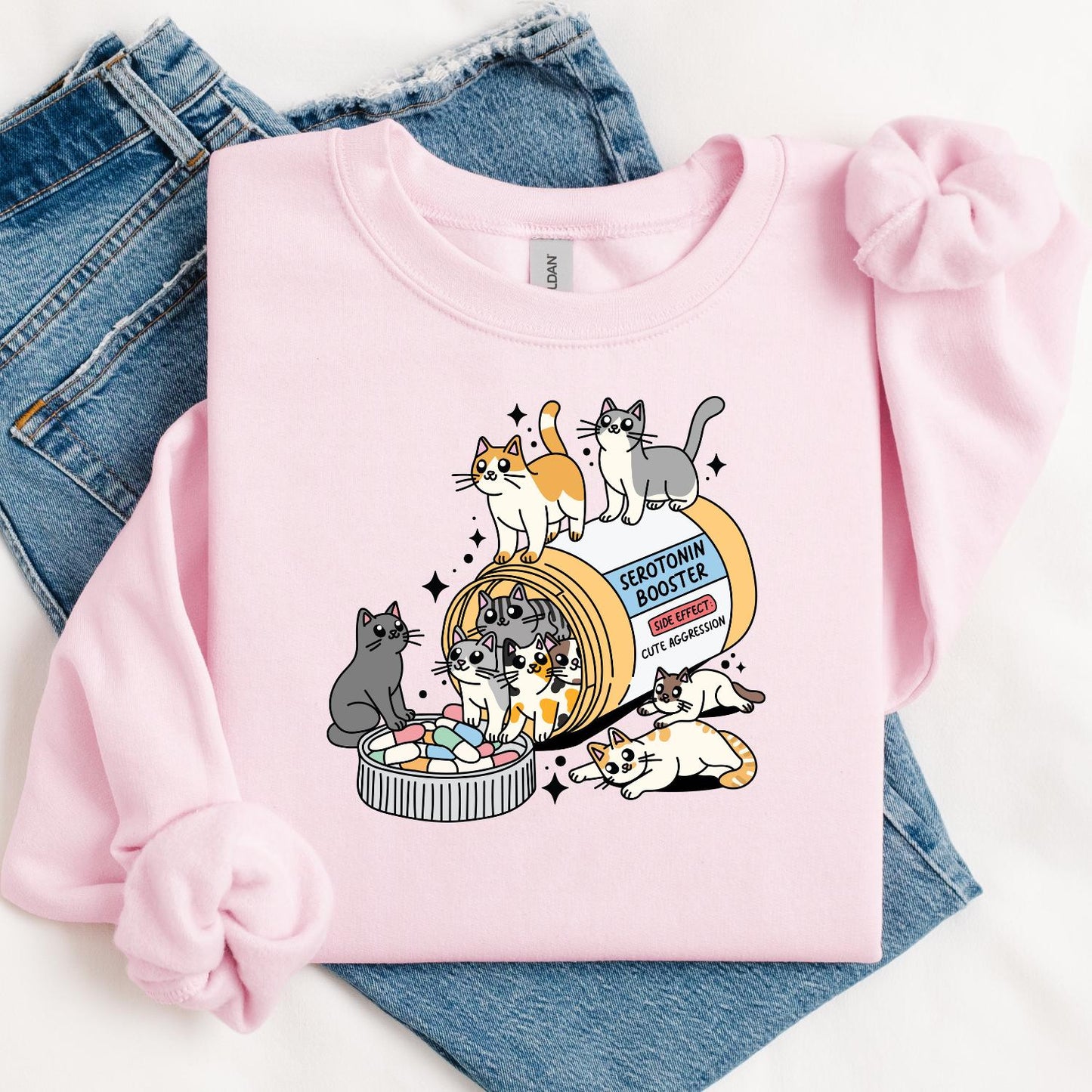 Serotonin Cat Sweatshirt – Funny Cat Mom Crewneck Gift – view 8