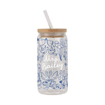 Something Blue Bridal Personalized & Non Personalized Clear Glass Mug With Lid & Straw