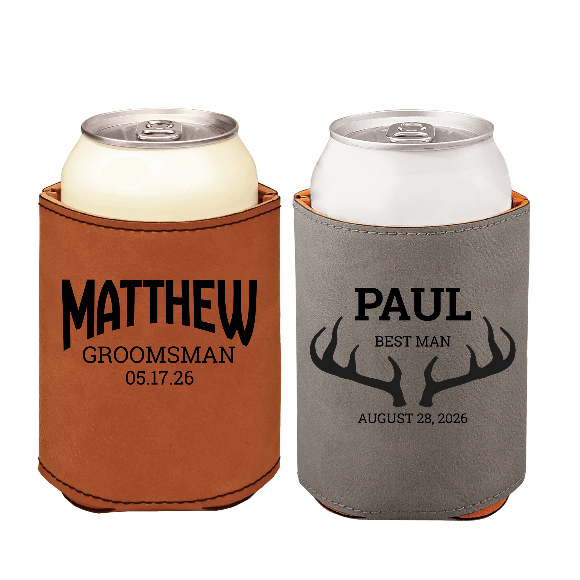 Leather Groomsman Can Cooler