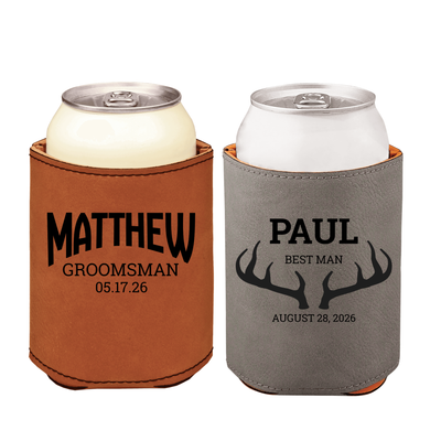 Leather Groomsman Can Cooler