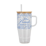 Mrs Chinoiserie Bridal Cup With Lid & Straw Non Personalized or Personalized