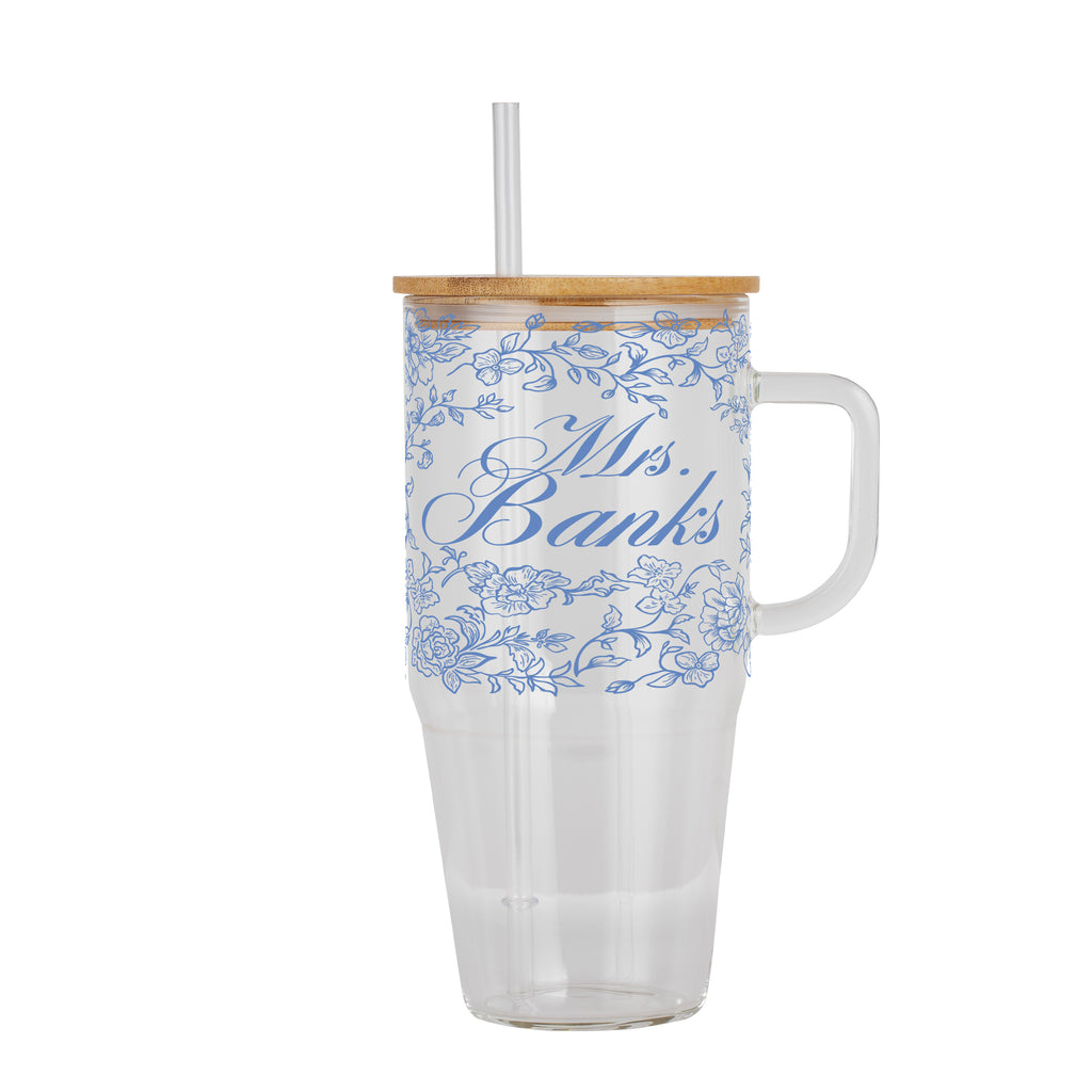 Mrs Chinoiserie Bridal Cup With Lid & Straw Non Personalized or Personalized