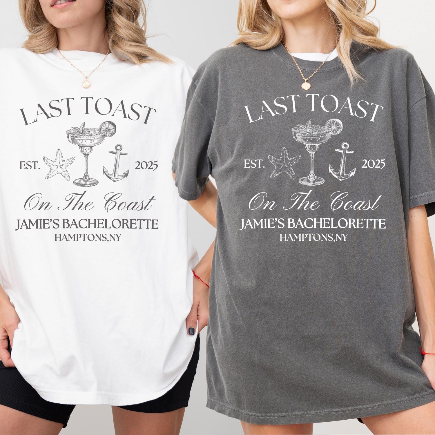 Personalized Last Toast on the Coast Beach Bachelorette Party Shirts