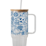 Something Blue Bridal Personalized & Non Personalized Clear Glass Mug With Lid & Straw