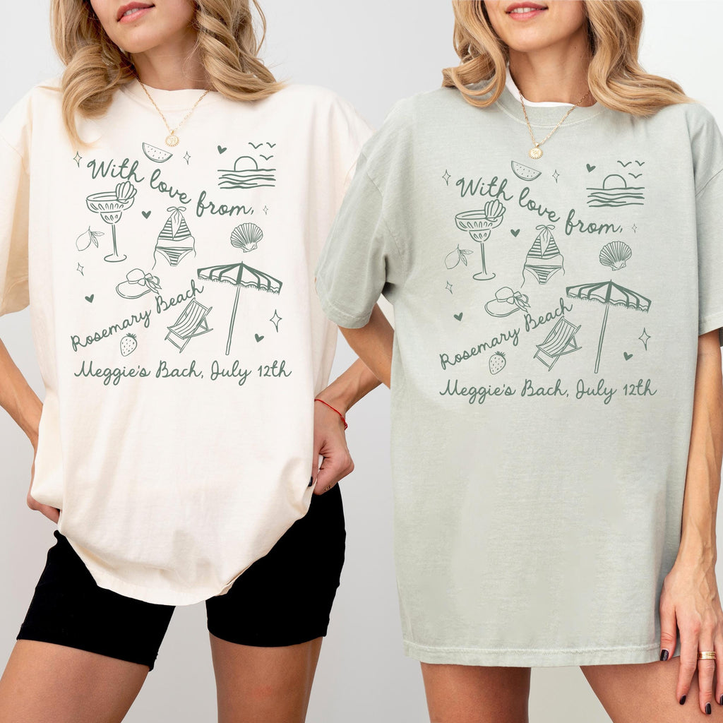 Coastal Doodle Personalized Rosemary Beach Bachelorette Shirts