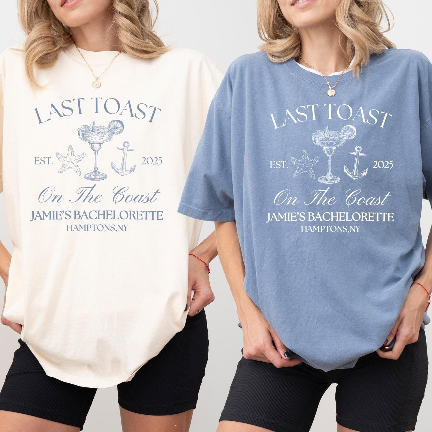 Personalized Last Toast on the Coast Beach Bachelorette Party Shirts