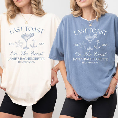 Personalized Last Toast on the Coast Beach Bachelorette Party Shirts