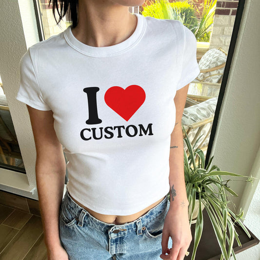 I Heart Custom Baby Tee – Personalized 90s Y2K Crop