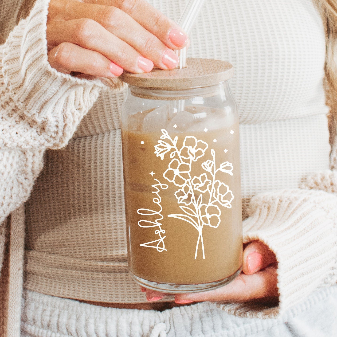 Birth Flower Gift Cups – Personalized Name Tumbler – view 3