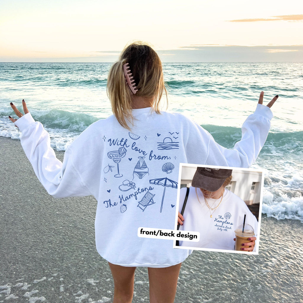 Coastal Doodle Personalized Hamptons Bachelorette Crewnecks