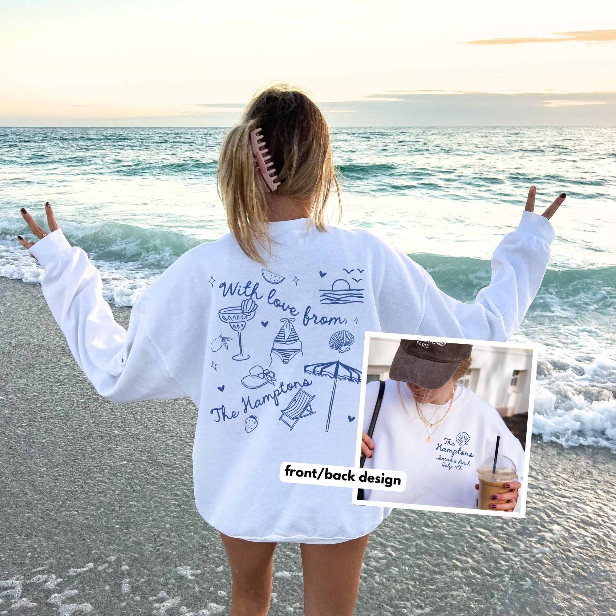 Coastal Doodle Personalized Hamptons Bachelorette Crewnecks