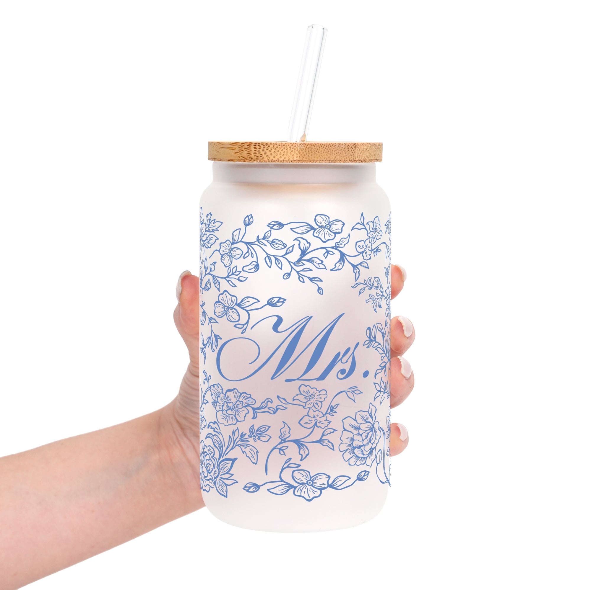 Mrs Chinoiserie Bridal Cup With Lid & Straw Non Personalized or Personalized