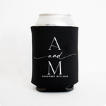 Custom Monogram Wedding Can Cooler, Personalized Party Favors