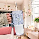 Something Blue Bridal Personalized & Non Personalized Clear Glass Mug With Lid & Straw