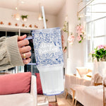 Something Blue Bridal Personalized & Non Personalized Clear Glass Mug With Lid & Straw