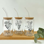 Personalized Birth Flower with Lid and Straw