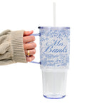 Mrs Chinoiserie Bridal Cup With Lid & Straw Non Personalized or Personalized