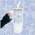 Mrs Chinoiserie Bridal Cup With Lid & Straw Non Personalized or Personalized