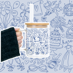 Something Blue Bridal Personalized & Non Personalized Clear Glass Mug With Lid & Straw