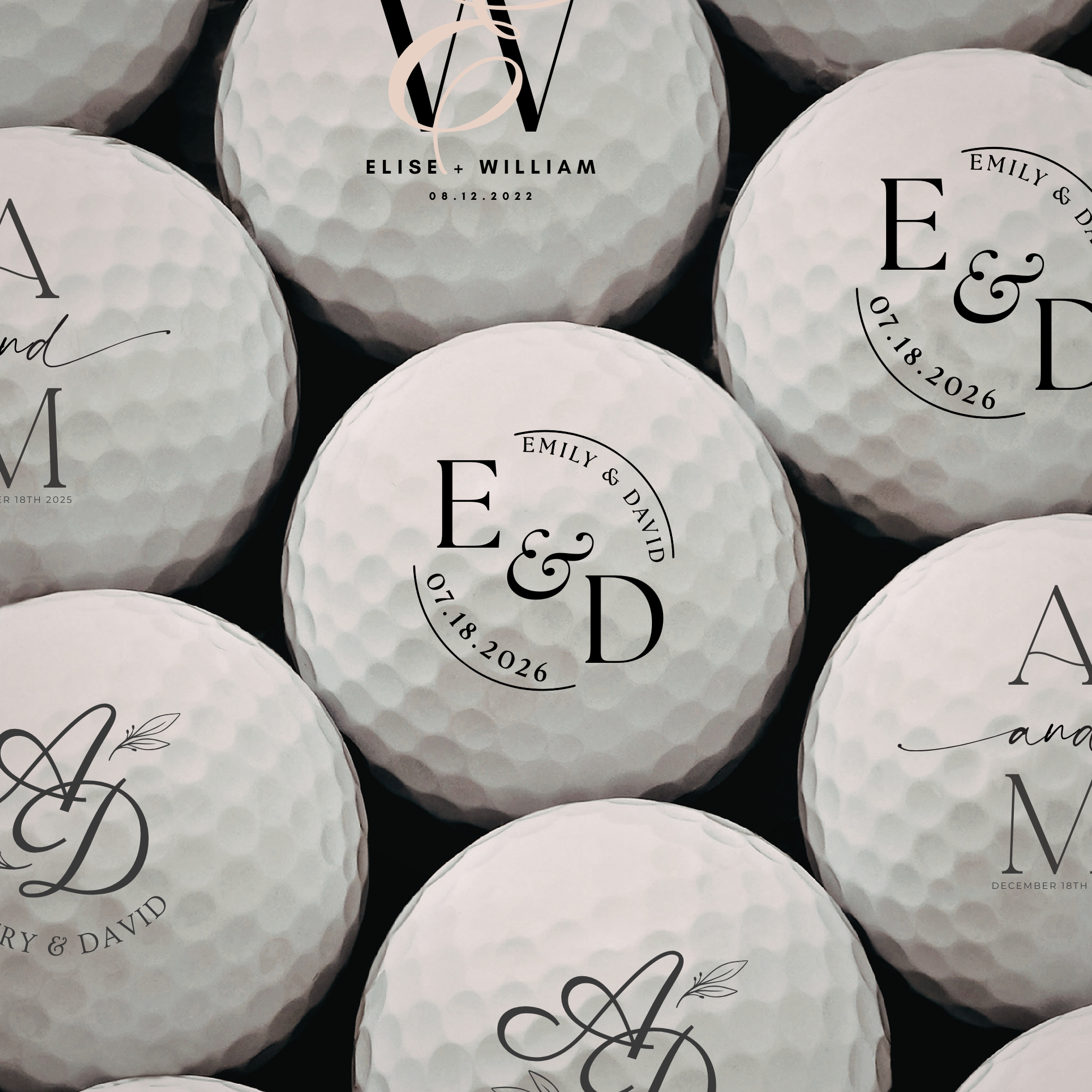 Custom Wedding Monogram Golf Balls