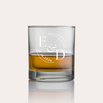 Custom Wedding Monogram Engraved Rocks Glass