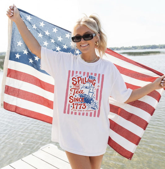 Spilling the Tea 1773 Shirt – Preppy 4th of July Tee