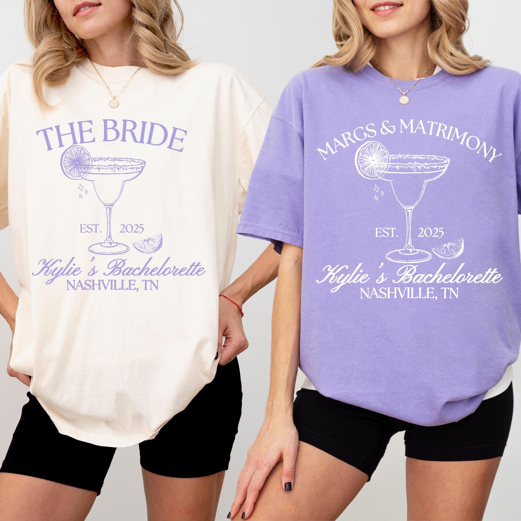 Personalized Margs and Matrimony Bachelorette Party Shirts
