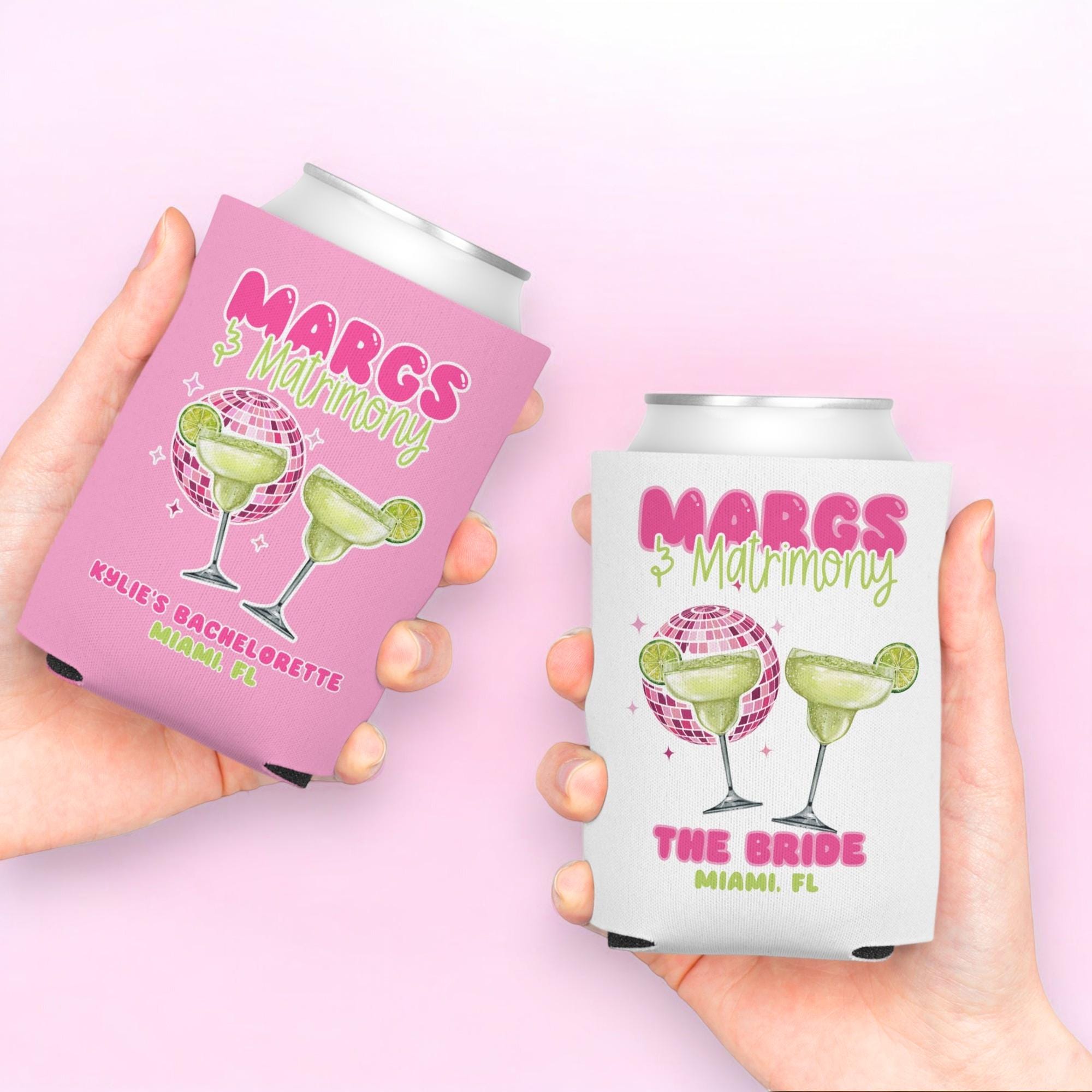 Personalized Bachelorette Can Coolers,  Margs and Matrimony, Final Fiesta