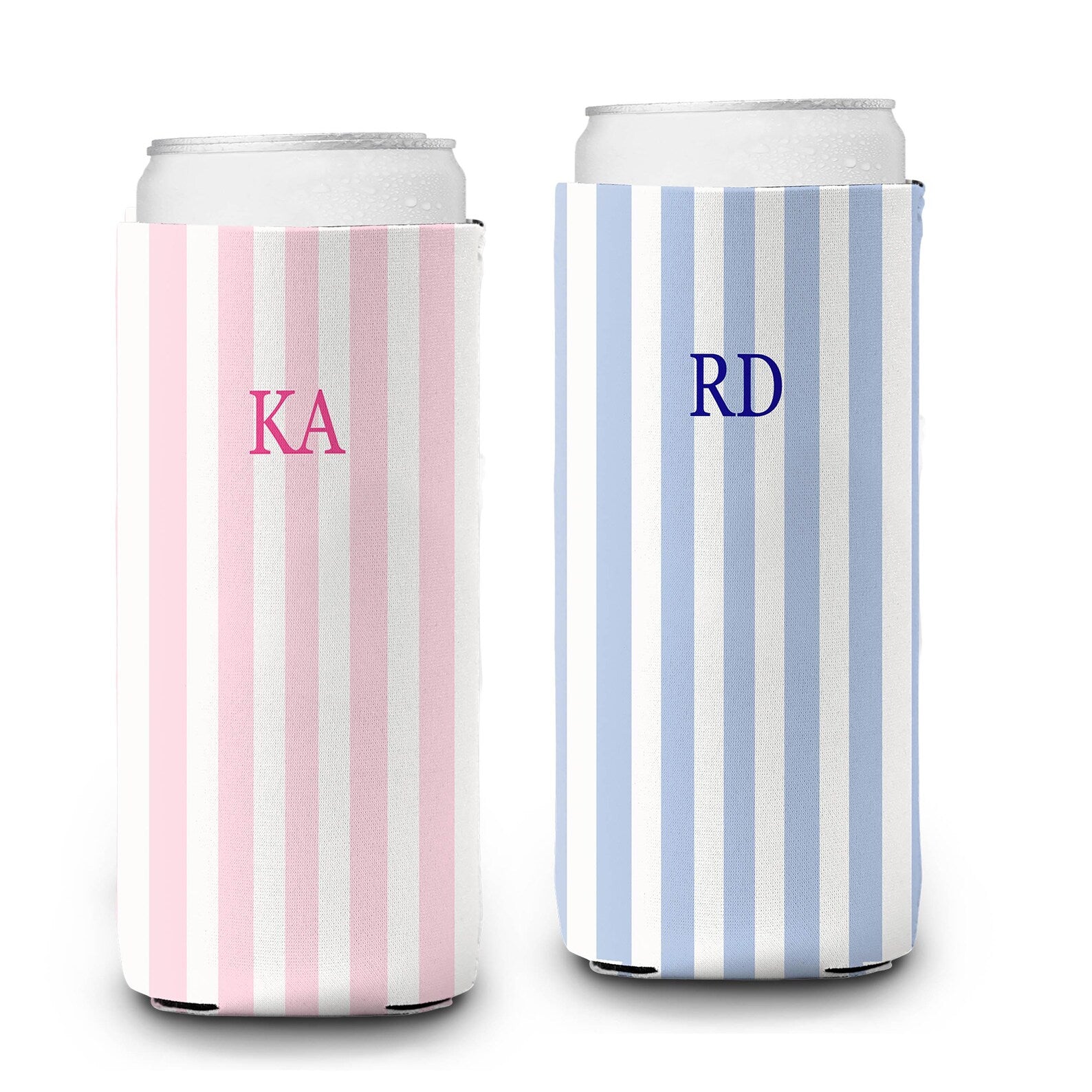 Personalized Slim Can Cooler, Two-Tone Stripe