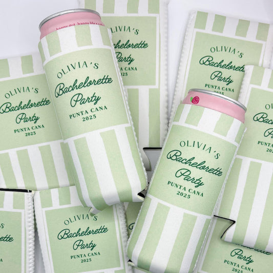 Striped Slim Can Coolers – Custom Party Koozies