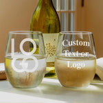 Custom Text 16oz Stemless Wine Glasses