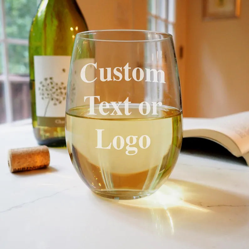 Custom Text 16oz Stemless Wine Glasses
