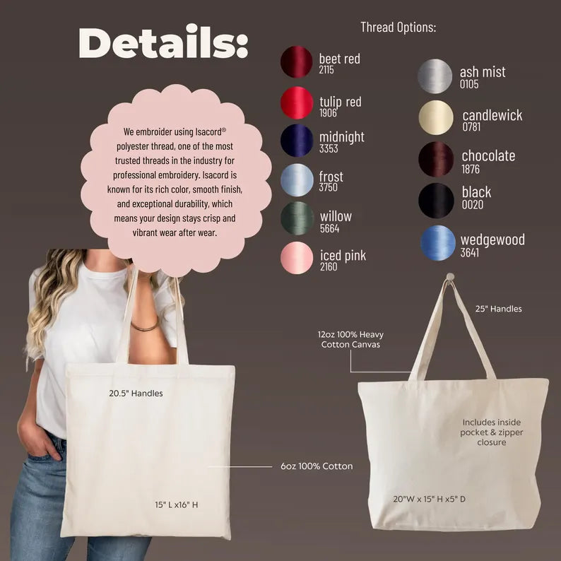 Bridesmaid Embroidered Tote Bag
